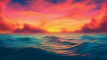 coloritamente pendenza tramonto al di sopra di il oceano foto