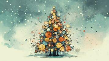 decorato Natale albero illustrazione ai generativo foto
