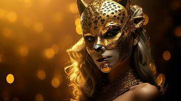 fantasia dea nel tigre ghepardo d'oro maschera foto