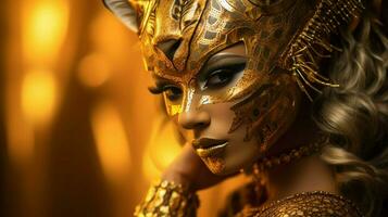 fantasia dea nel tigre ghepardo d'oro maschera foto