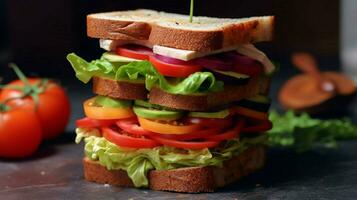 provare un' gustoso e colorato vegano Sandwich pieno foto