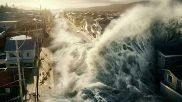 tsunami onda si blocca in costiero cittadina allagamento foto