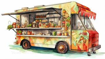 vegetariano cibo camion con varietà di a base vegetale foto