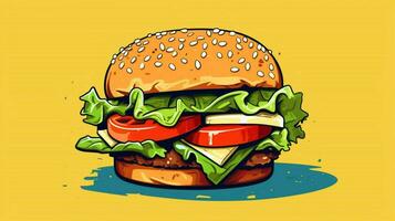 veggie hamburger con lattuga pomodoro e salamoia su un' foto