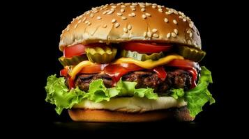 veggie hamburger con lattuga pomodoro e salamoia su un' foto