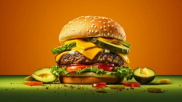 veggie hamburger con fetta di avocado formaggio e pi foto