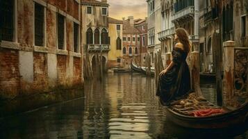 donna vecchio Venezia fiume foto