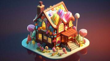 un' fantasia caramella Casa con dolci e cioccolato dolce foto