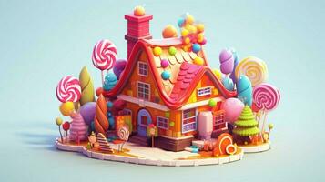 un' fantasia caramella Casa con dolci e cioccolato dolce foto