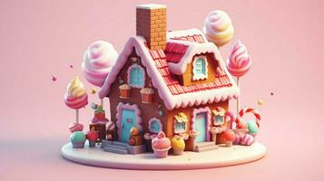 un' fantasia caramella Casa con dolci e cioccolato dolce foto