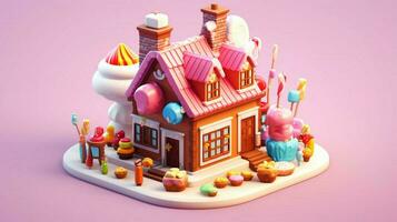 un' fantasia caramella Casa con dolci e cioccolato dolce foto