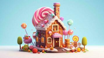 un' fantasia caramella Casa con dolci e cioccolato dolce foto