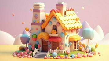 un' fantasia caramella Casa con dolci e cioccolato dolce foto