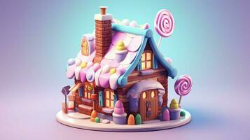 un' fantasia caramella Casa con dolci e cioccolato dolce foto