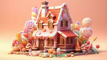 un' fantasia caramella Casa con dolci e cioccolato dolce foto