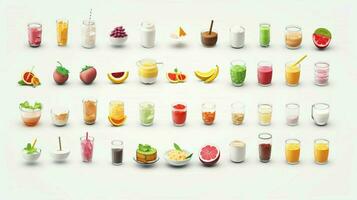 colorato 3d icona imposta di cibo e bevanda indust foto