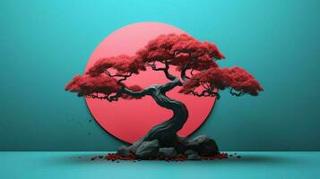 albero su solido colore sfondo zen enso Behance foto