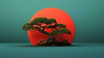 albero su solido colore sfondo zen enso Behance foto