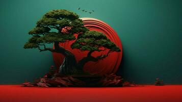 albero su solido colore sfondo zen enso Behance foto