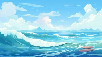 cartone animato stile oceano sfondo per Prodotto mostra foto