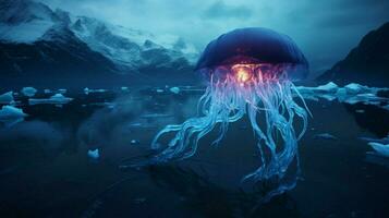 HD sfondo neon raggiante azzurro Medusa congelato foto