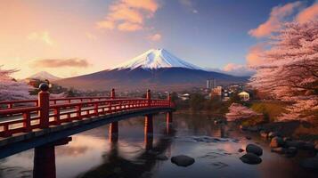 sfondi di montare fuji nel il stile di grintoso foto