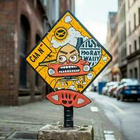 un' etichetta ispirato di strada segni con strambo o umoristico foto