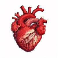 anatomico cuore 2d cartone animato illustraton su bianca backgroun foto