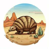 armadillo 2d cartone animato vettore illustrazione su bianca backgrou foto