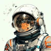 astronauta 2d cartone animato illustraton su bianca sfondo alto foto