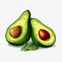 avocado 2d vettore illustrazione cartone animato nel bianca backgroun foto