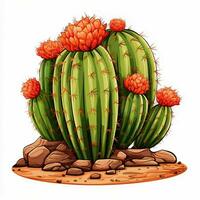 barile cactus 2d cartone animato illustraton su bianca sfondo h foto