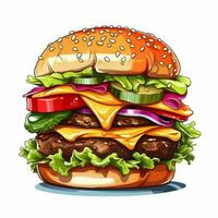 hamburger 2d vettore illustrazione cartone animato nel bianca sfondo foto