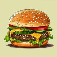 hamburger 2d vettore illustrazione cartone animato nel bianca sfondo foto