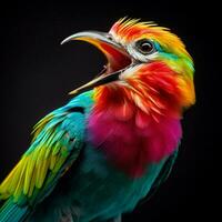 colorato uccello capace di imitando umano discorso foto