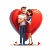 coppia con cuore uomo uomo 2d cartone animato illustraton su bianca foto