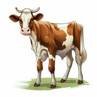 mucca 2d cartone animato vettore illustrazione su bianca sfondo Ciao G foto