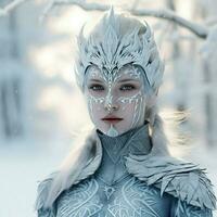 creare un' 3d avatar quello incarna il essenza di inverno spirito foto