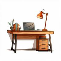scrivania 2d cartone animato vettore illustrazione su bianca sfondo Ciao foto