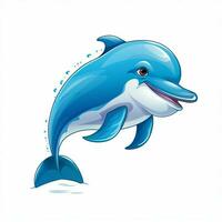 delfino 2d cartone animato vettore illustrazione su bianca backgroun foto
