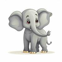 elefante 2d cartone animato vettore illustrazione su bianca backgroun foto