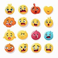 emotivo facce emoji 2d cartone animato vettore illustrazione su w foto
