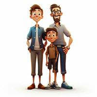 famiglia uomo uomo ragazzo 2d cartone animato illustraton su bianca foto
