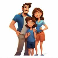 famiglia uomo donna ragazzo 2d cartone animato illustraton su bianca indietro foto