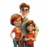 famiglia donna ragazzo 2d cartone animato illustraton su bianca sfondo foto