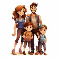 famiglia uomo donna ragazza ragazzo 2d cartone animato illustraton su bianca foto