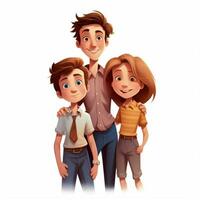 famiglia donna ragazzo ragazzo 2d cartone animato illustraton su bianca indietro foto