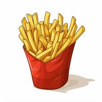 francese patatine fritte 2d vettore illustrazione cartone animato nel bianca backgound foto