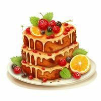 torte di frutta 2d vettore illustrazione cartone animato nel bianca backgro foto