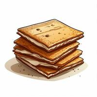 Graham cracker 2d vettore illustrazione cartone animato nel bianca ba foto